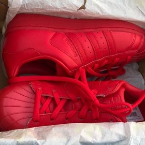 Red Adidas Superstars size 6